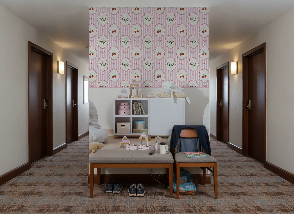 “Truskaweczki” — Korytarz hotelowy — ściana na końcu