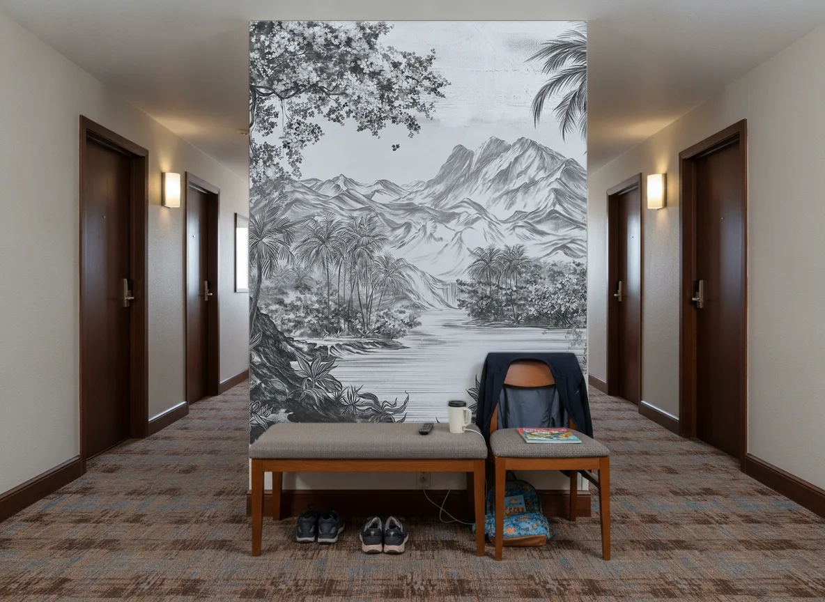 Mirage — Korytarz hotelowy — ściana na końcu