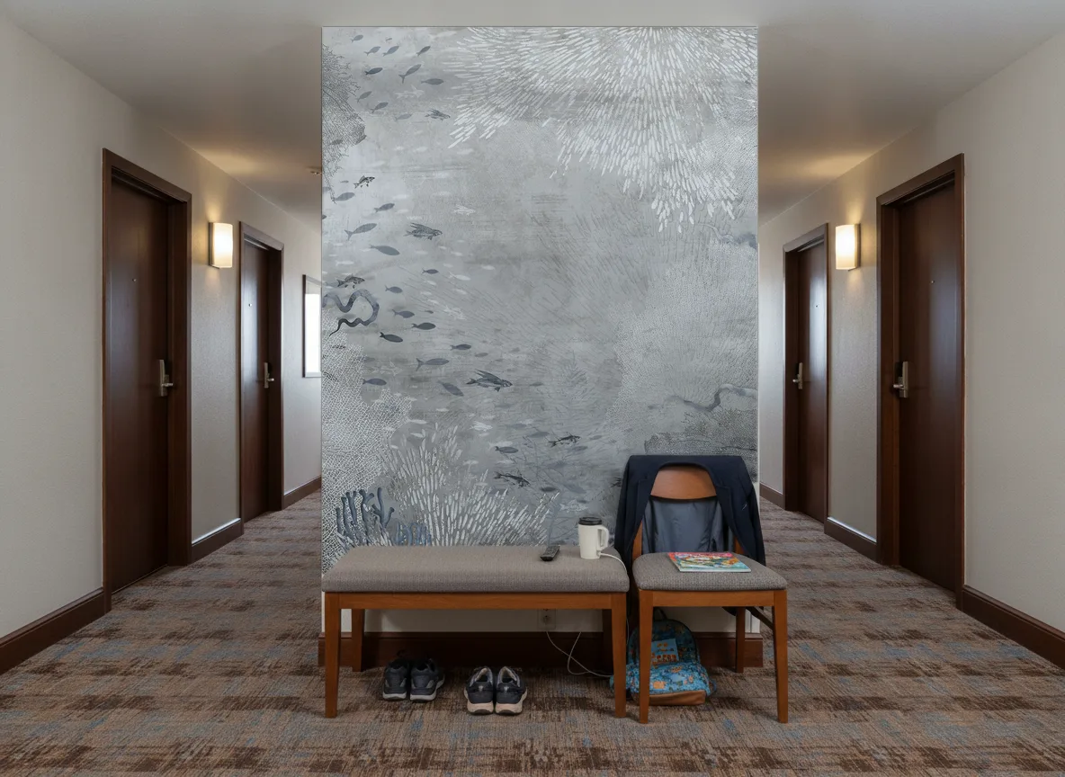 Noema — Korytarz hotelowy — ściana na końcu