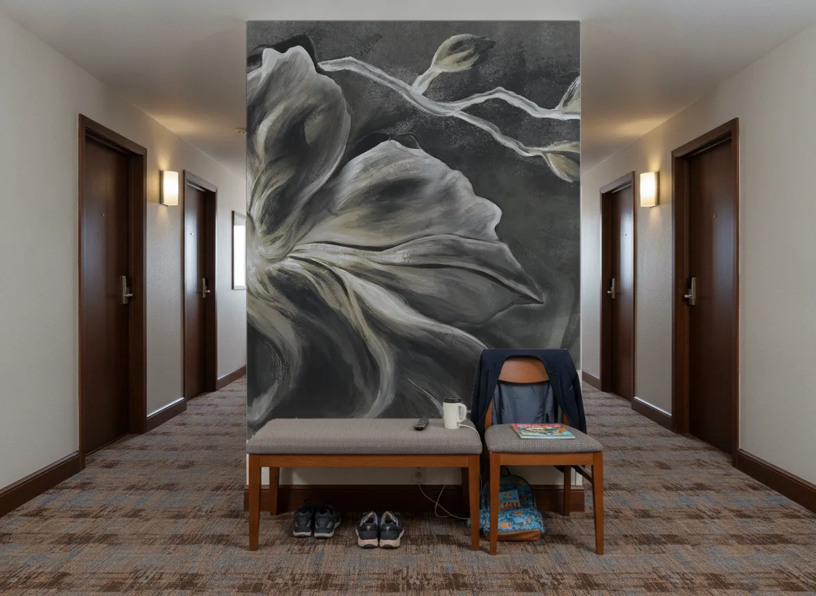 Flower Eye — Korytarz hotelowy — ściana na końcu