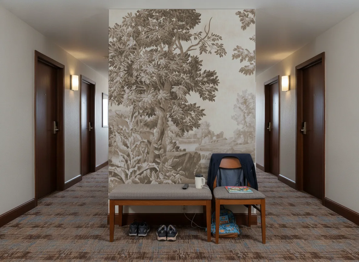 Kano — Korytarz hotelowy — ściana na końcu
