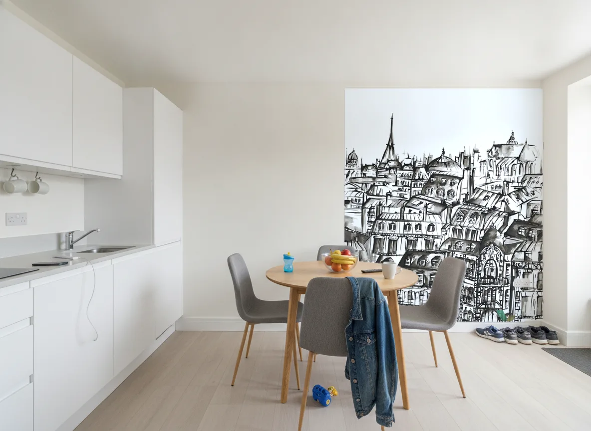 GRANDS BOULEVARDS Panoramas — Kuchnia z jadalnią — ściana przy stole