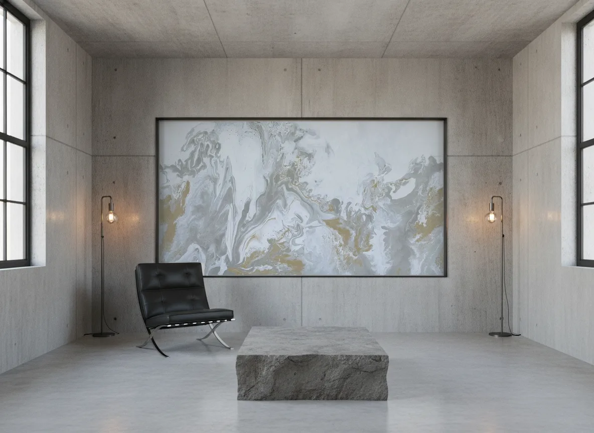 Calacatta — Loft — pole w betonie w stalowej ramie