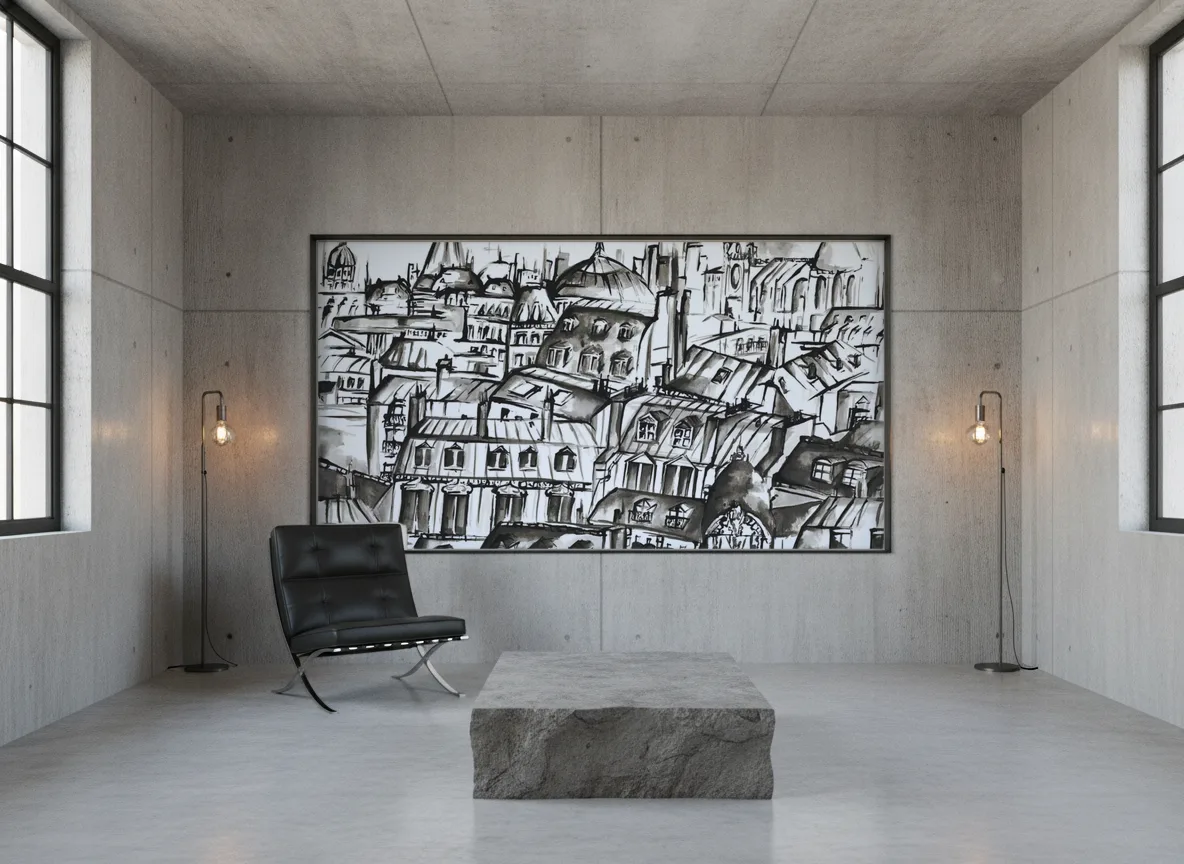 GRANDS BOULEVARDS Panoramas — Loft — pole w betonie w stalowej ramie
