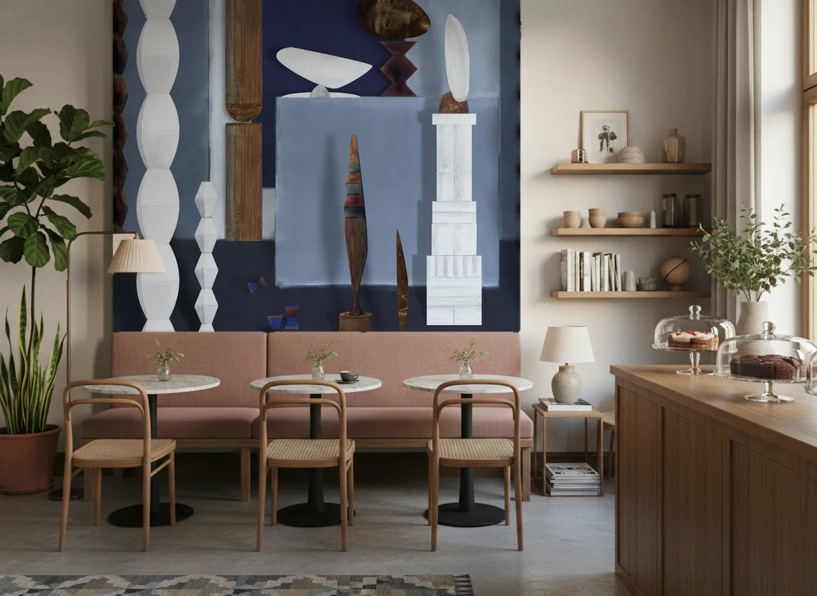 L'atelier De Brancusi — Kawiarnia z różową ławą