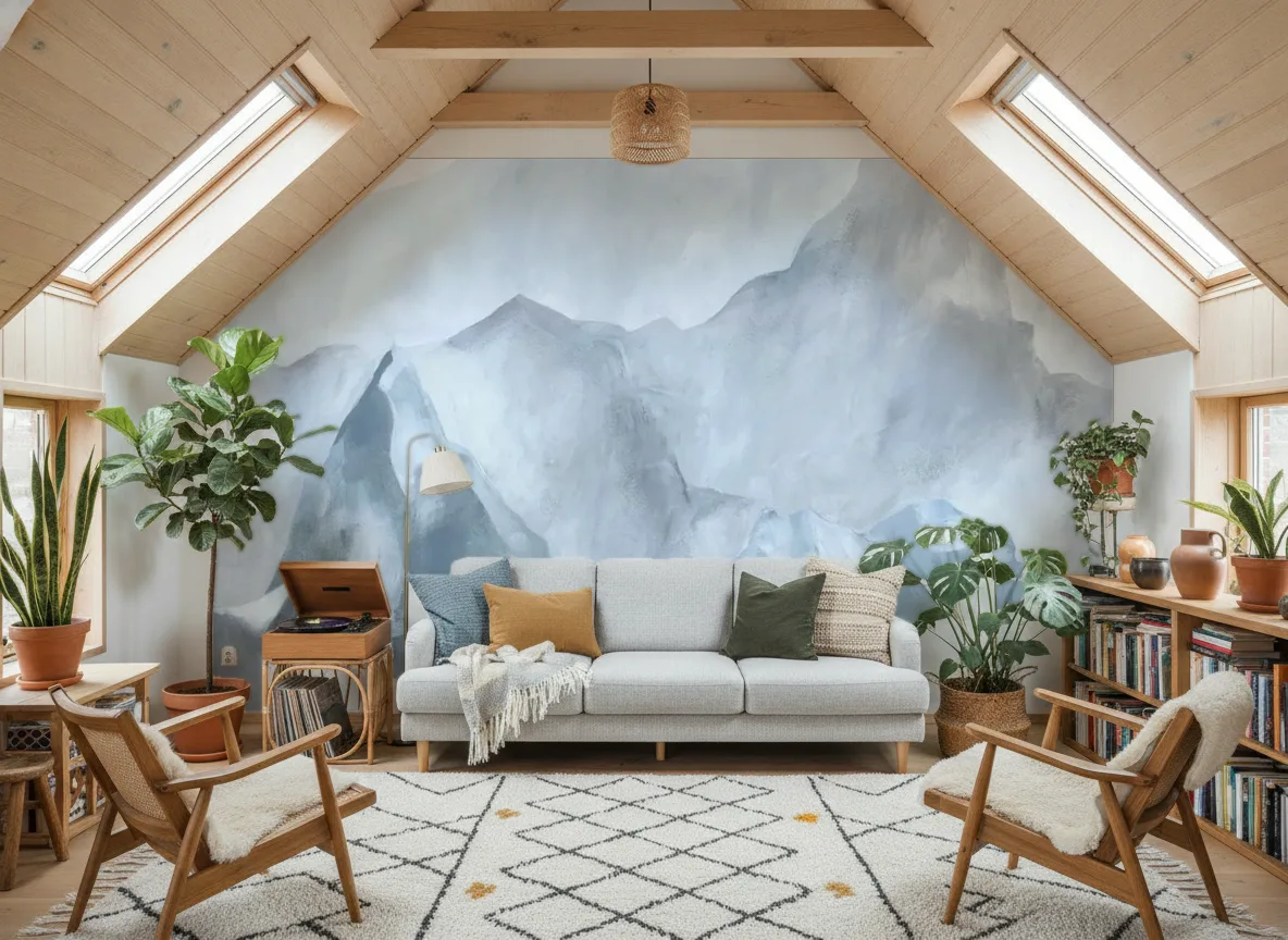 EVEREST Panoramas — Salon na poddaszu — ściana szczytowa