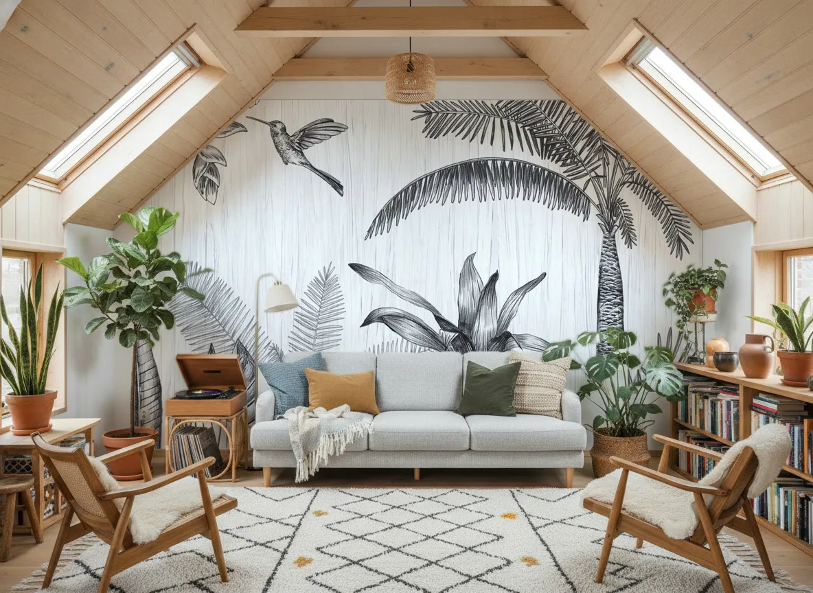 IPANEMA Panoramas — Salon na poddaszu — ściana szczytowa