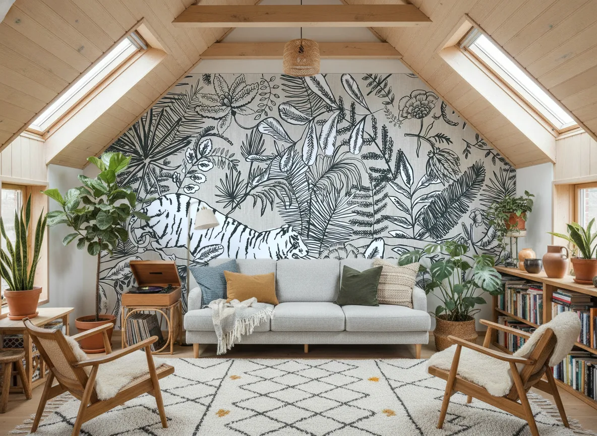 PASHU Panoramas — Salon na poddaszu — ściana szczytowa