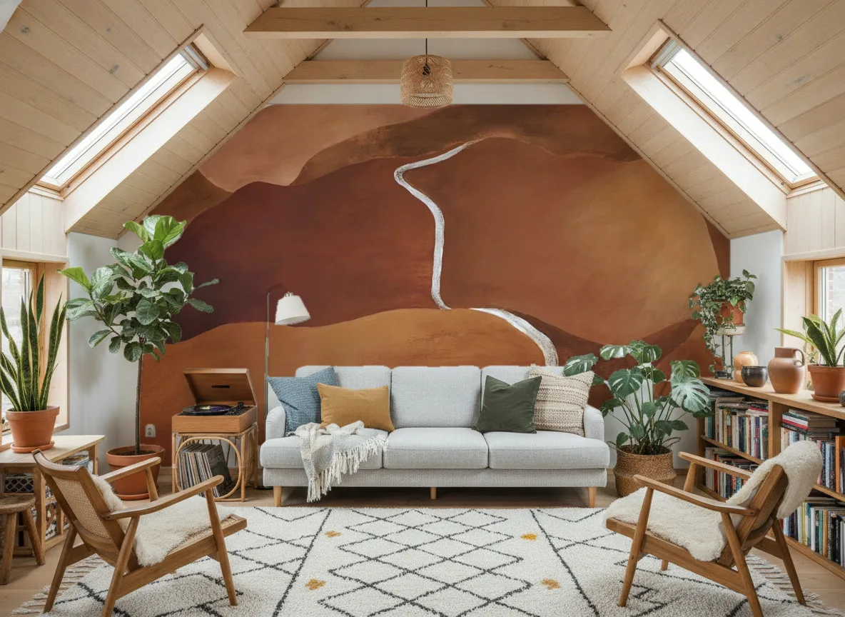 TOSCANA Panoramas — Salon na poddaszu — ściana szczytowa