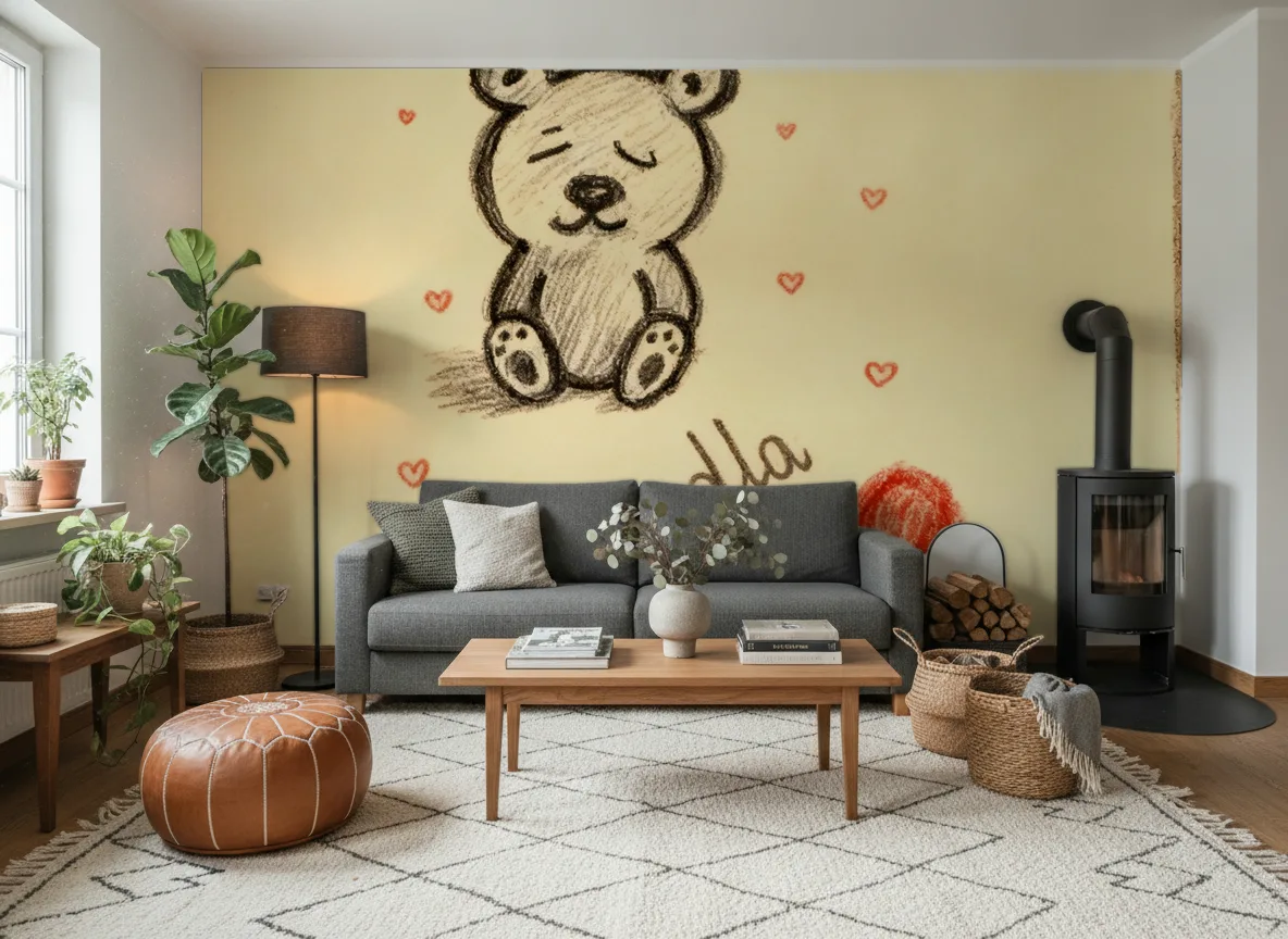 Miś z serduszkami — Salon z kozą w domu