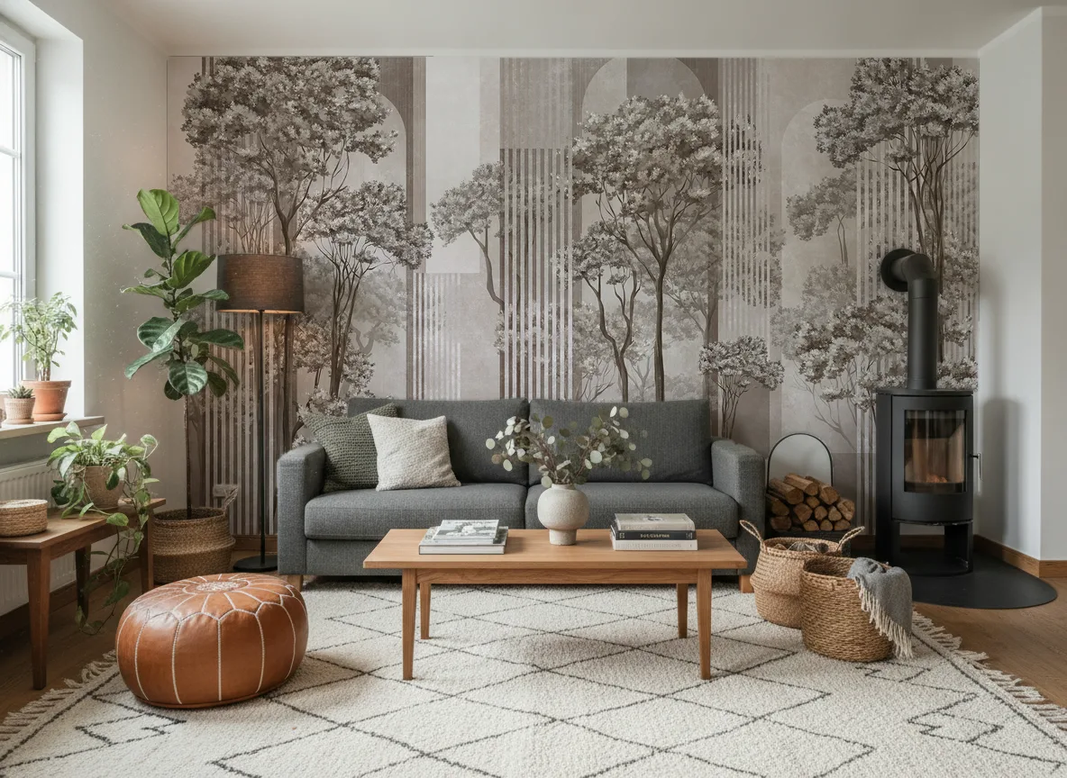 Woodline — Salon z kozą w domu
