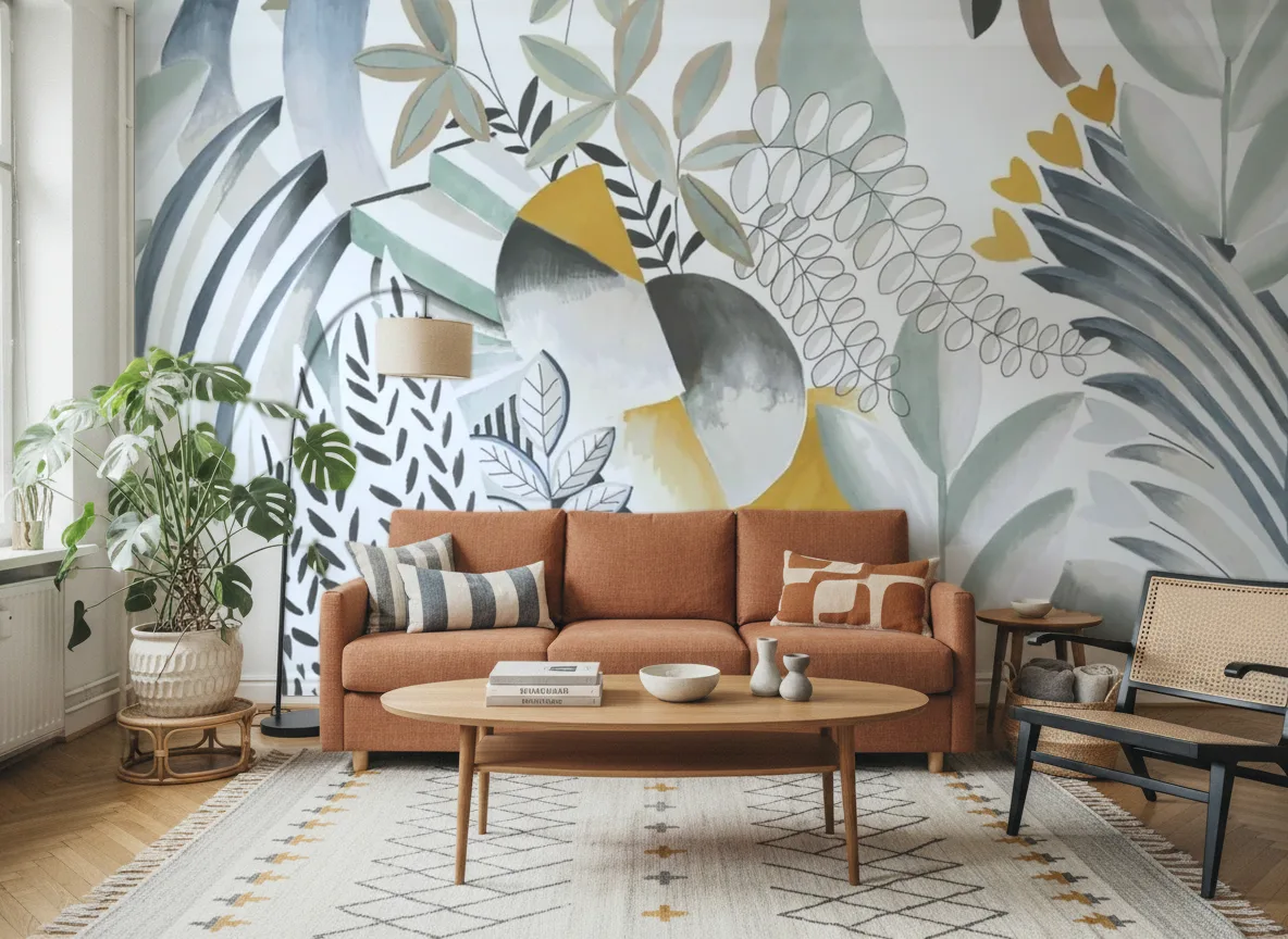 ARTEMIS Panoramas — Salon z terakotową sofą