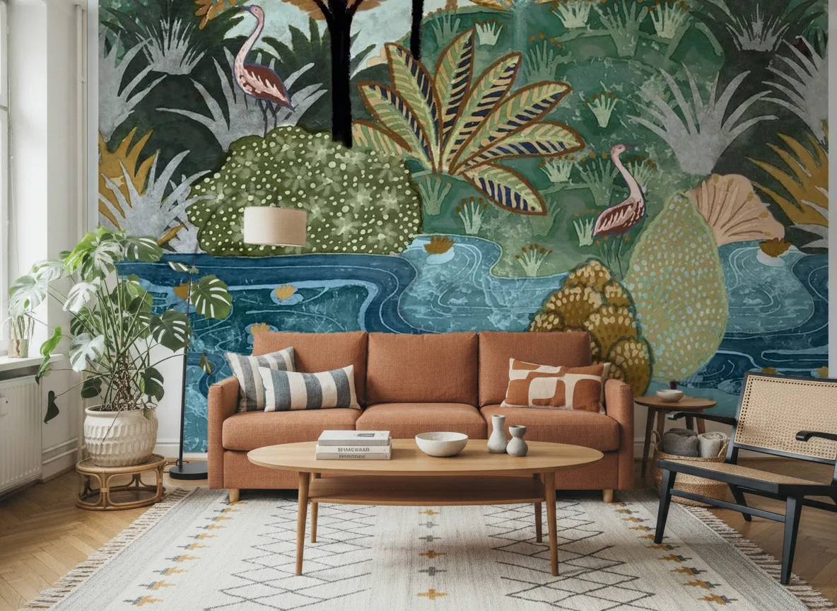 Aruba — Salon z terakotową sofą