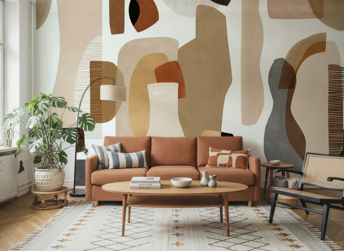 Audria — Salon z terakotową sofą