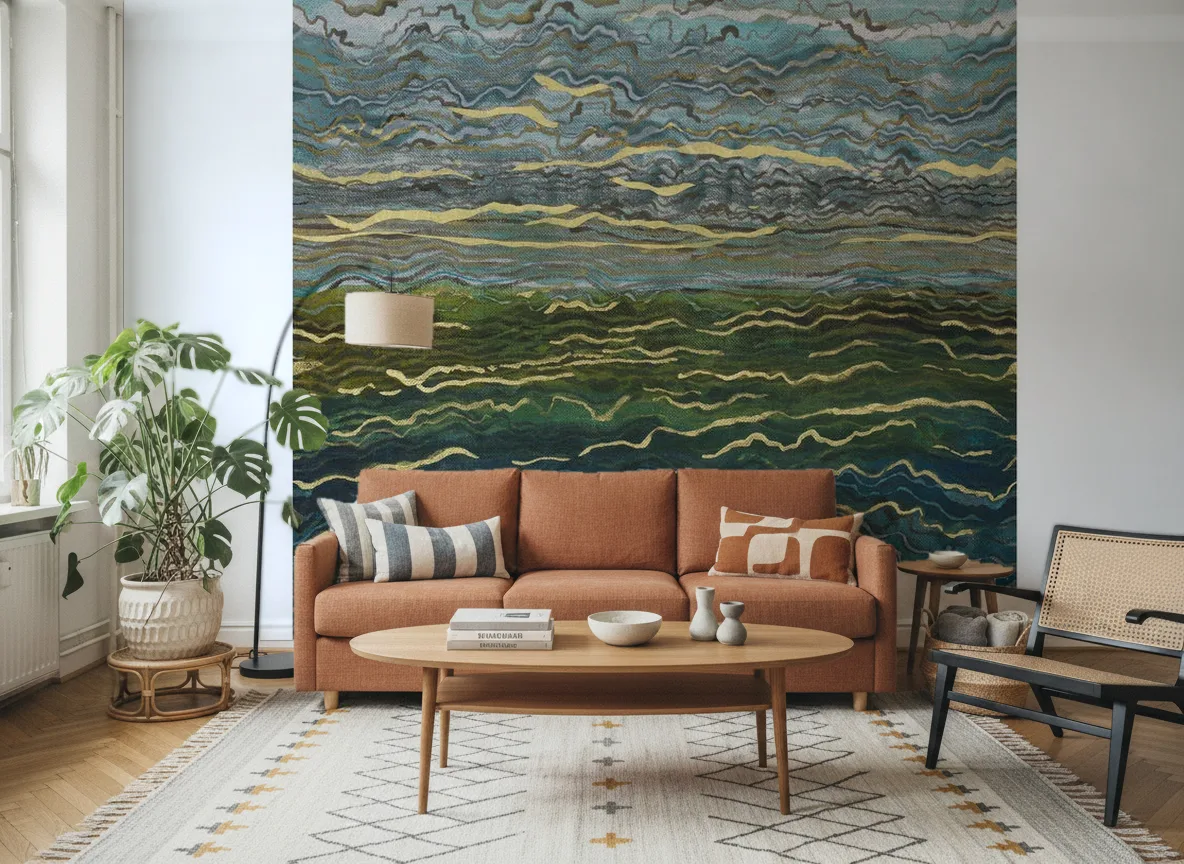 Azurite — Salon z terakotową sofą