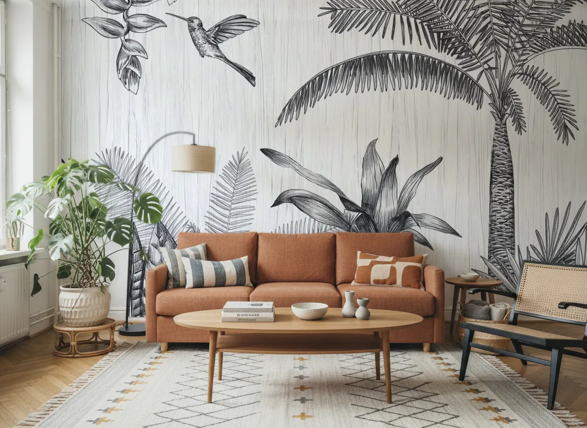 IPANEMA Panoramas — Salon z terakotową sofą