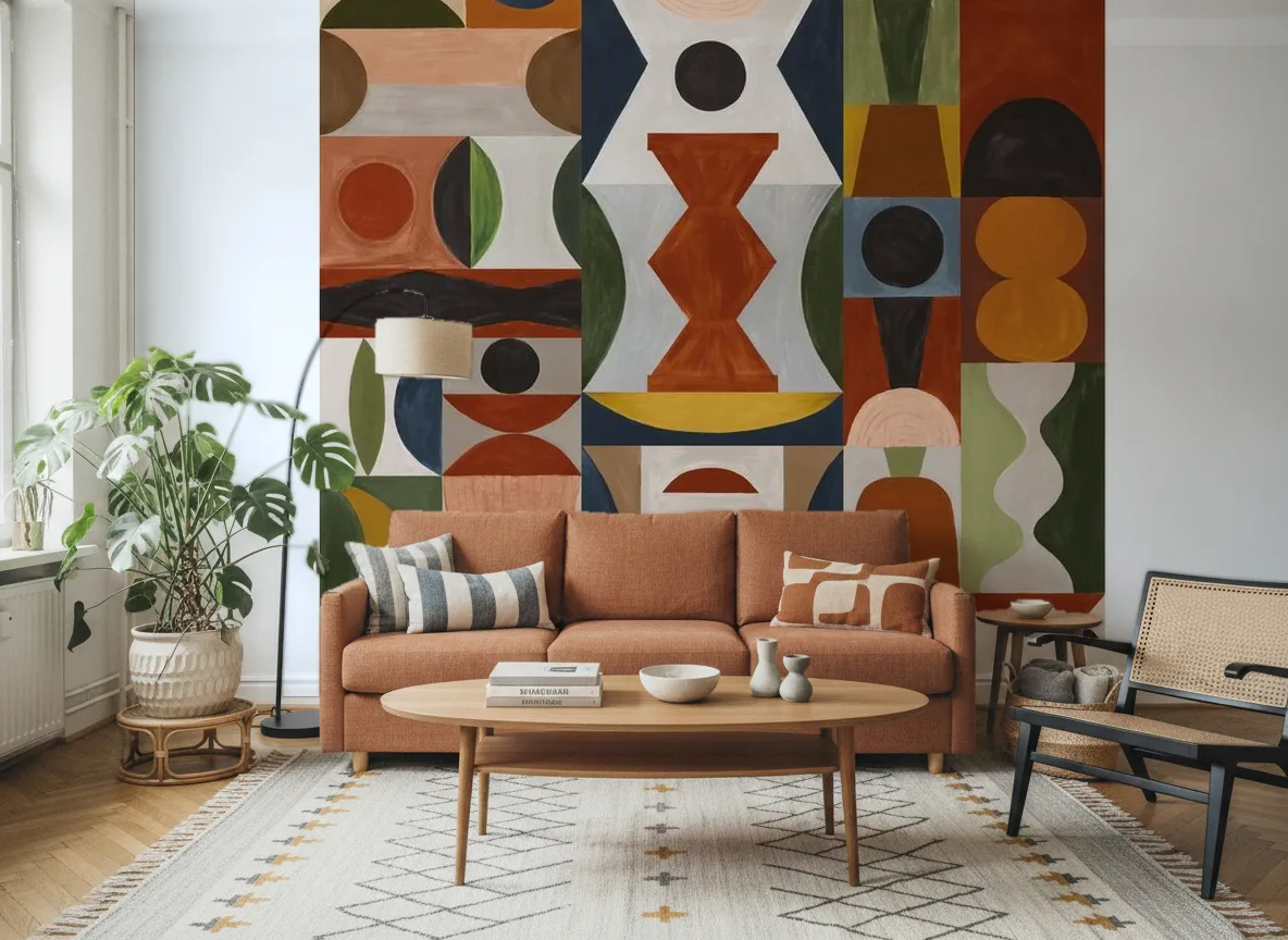 L'Atelier — Salon z terakotową sofą