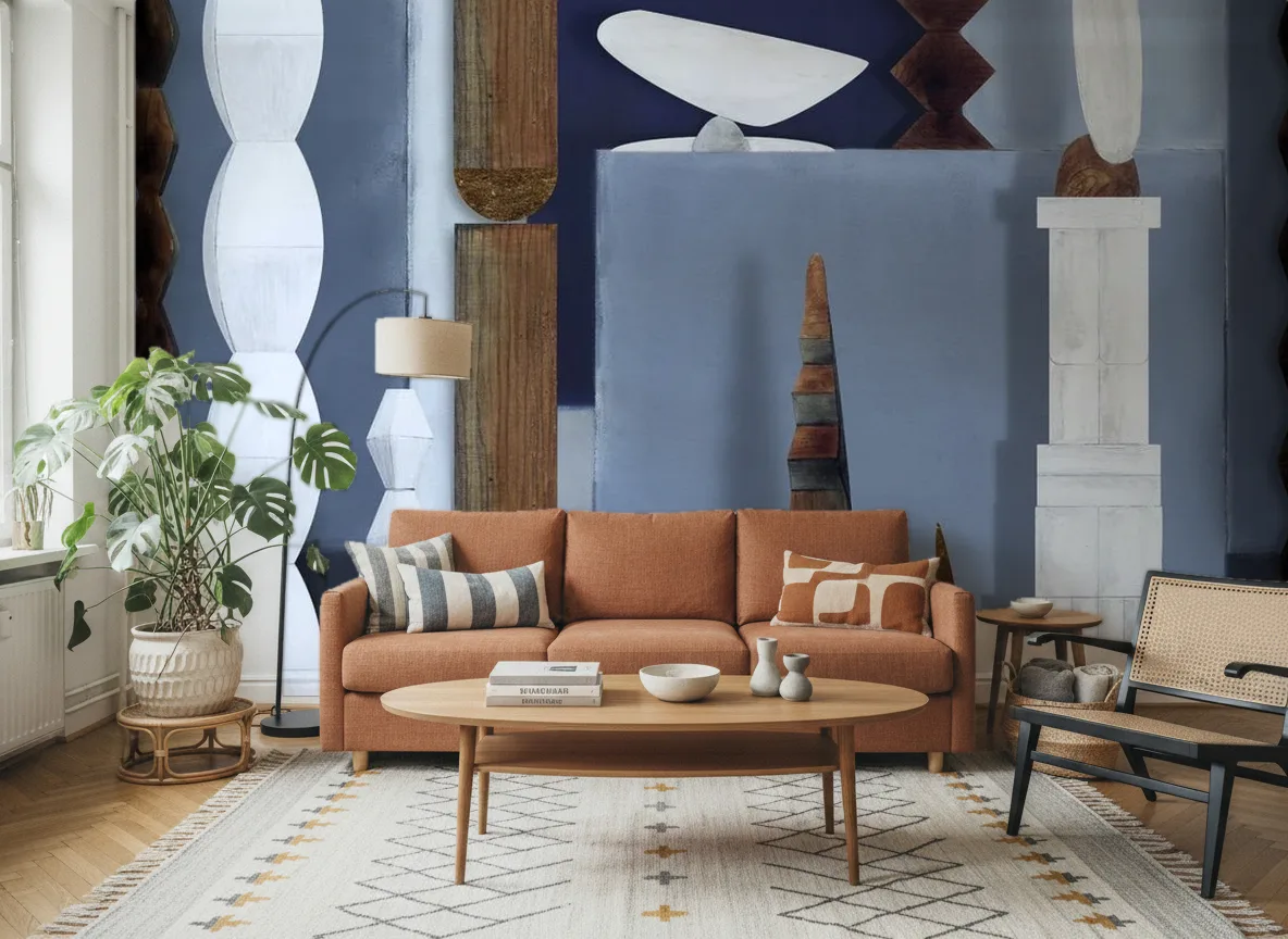 L'atelier De Brancusi — Salon z terakotową sofą