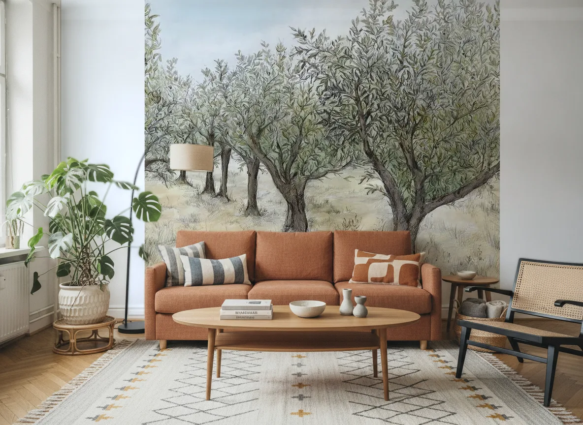 Lauris Int — Salon z terakotową sofą