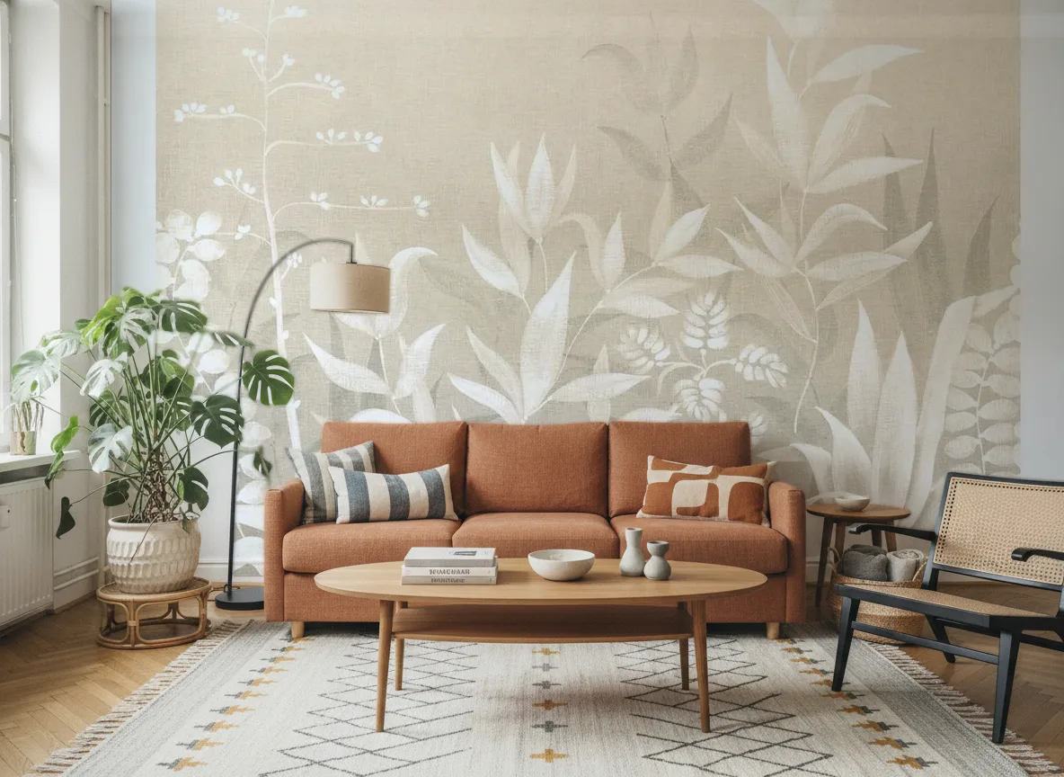 Saona — Salon z terakotową sofą