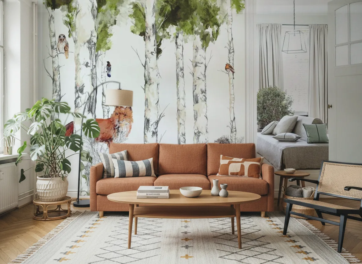 SYLVANIA Panoramas — Salon z terakotową sofą