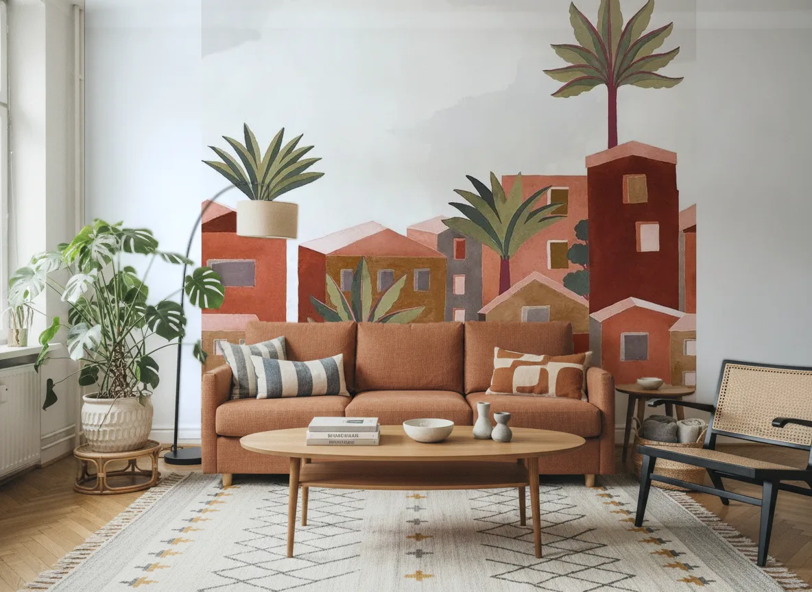 Vila Viela Int — Salon z terakotową sofą
