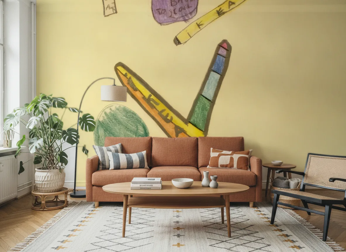 Przybory — Salon z terakotową sofą