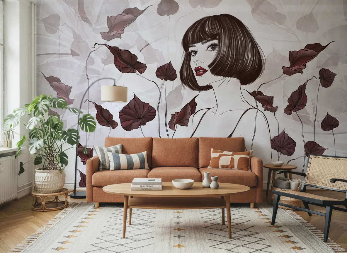 Rogue — Salon z terakotową sofą