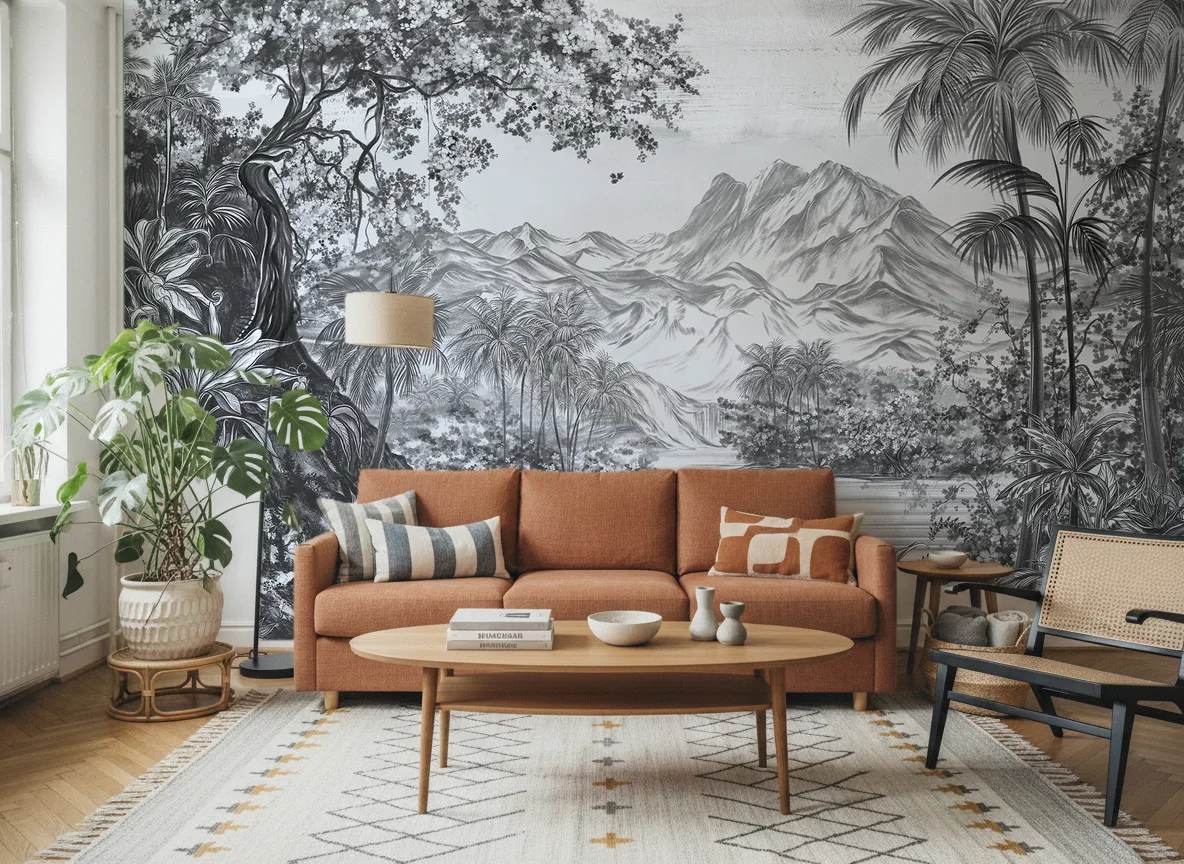 Mirage — Salon z terakotową sofą