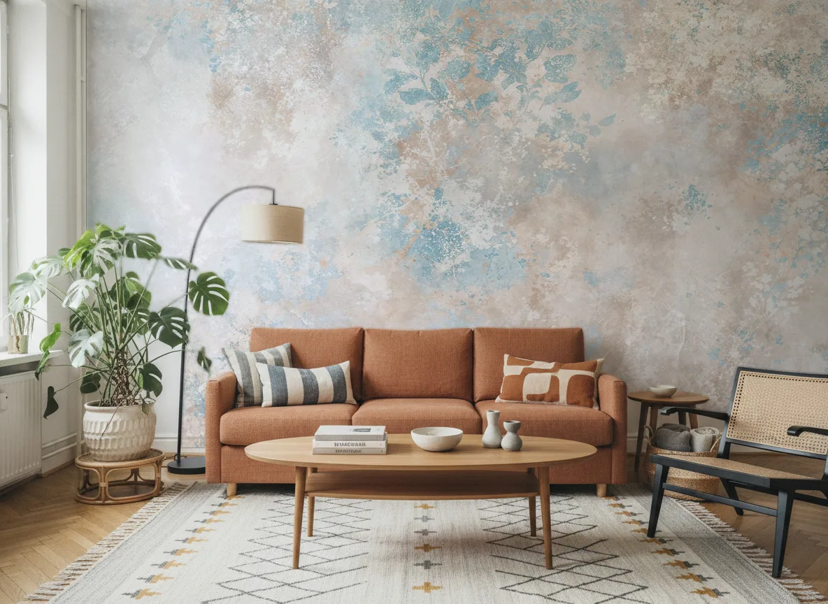 Altea — Salon z terakotową sofą
