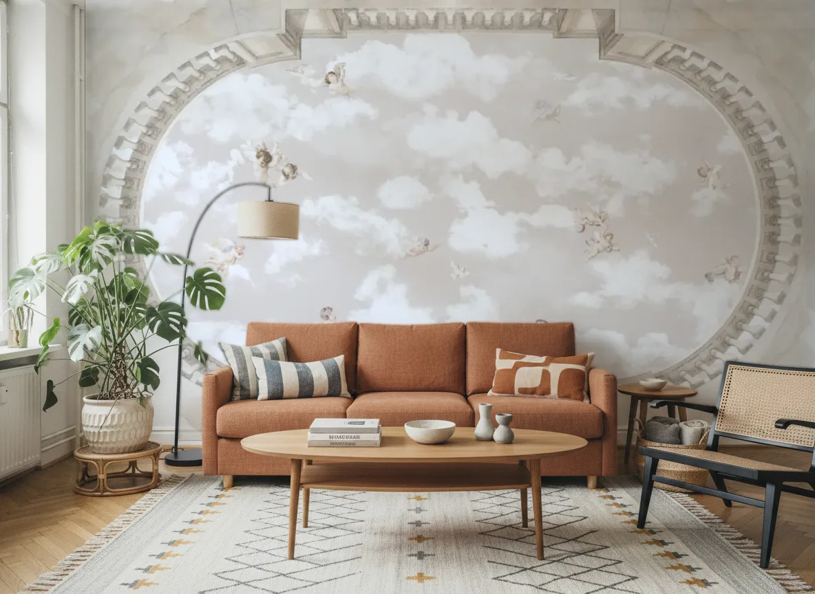 Amore — Salon z terakotową sofą