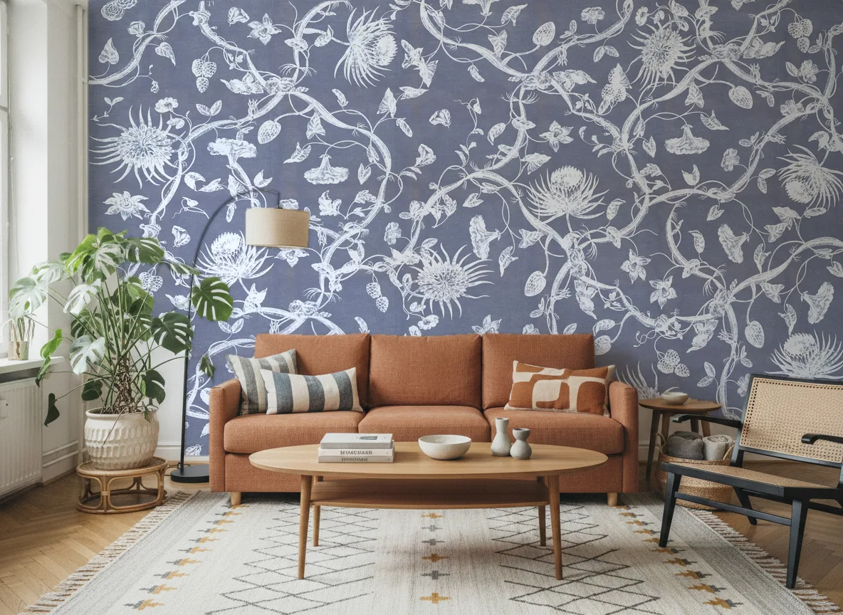 Zelia — Salon z terakotową sofą