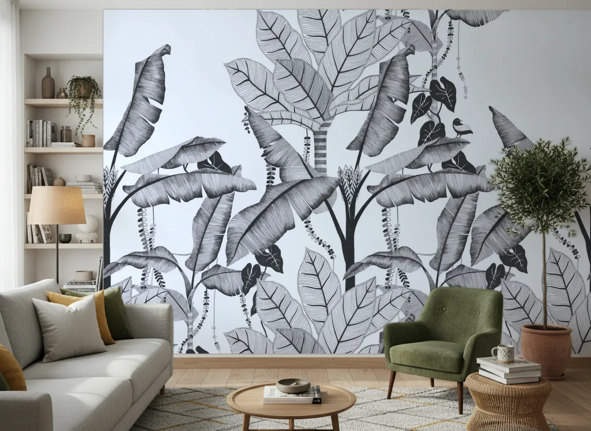 JANGALA Panoramas — Salon z zielonym fotelem