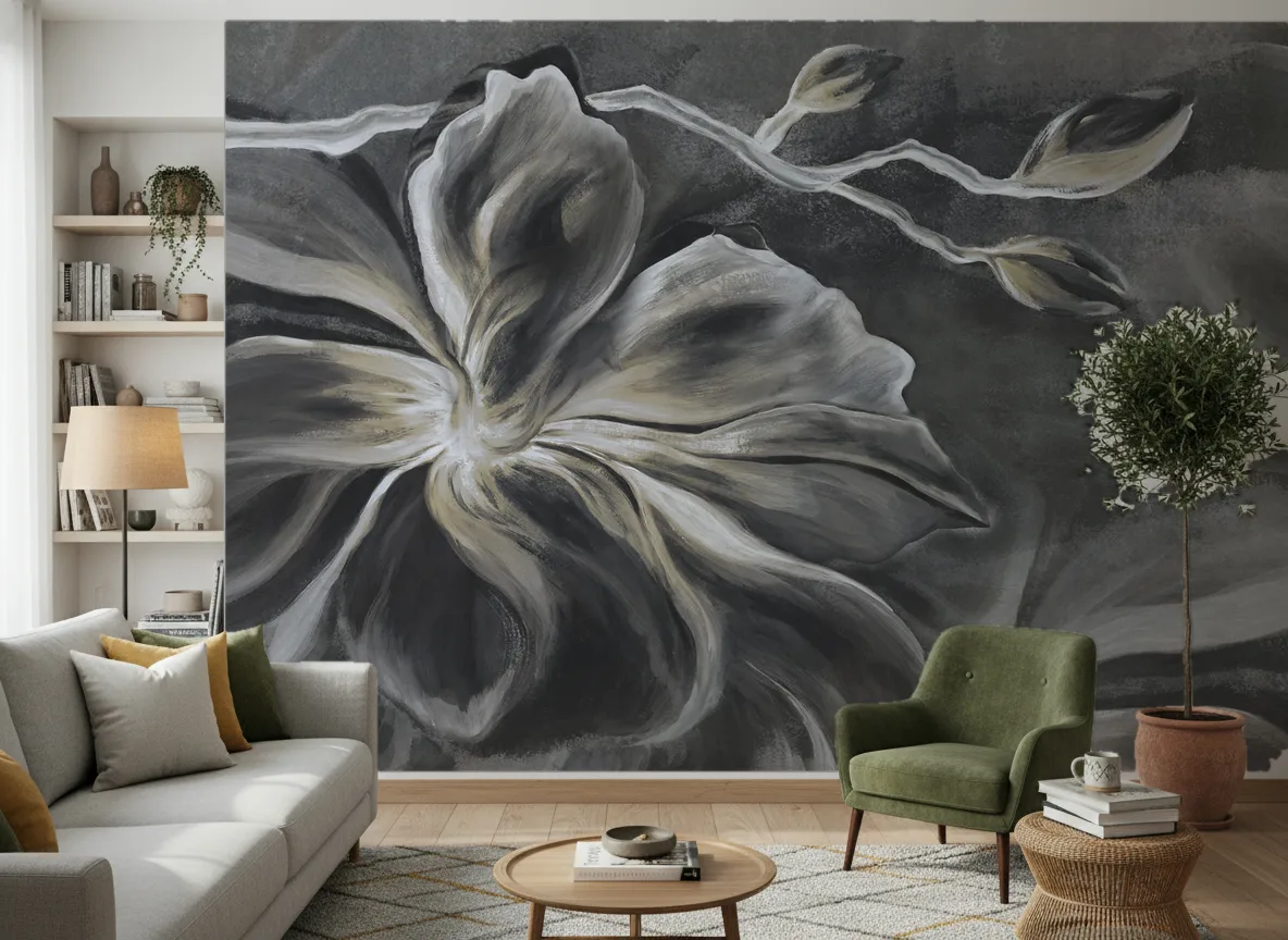Flower Eye — Salon z zielonym fotelem