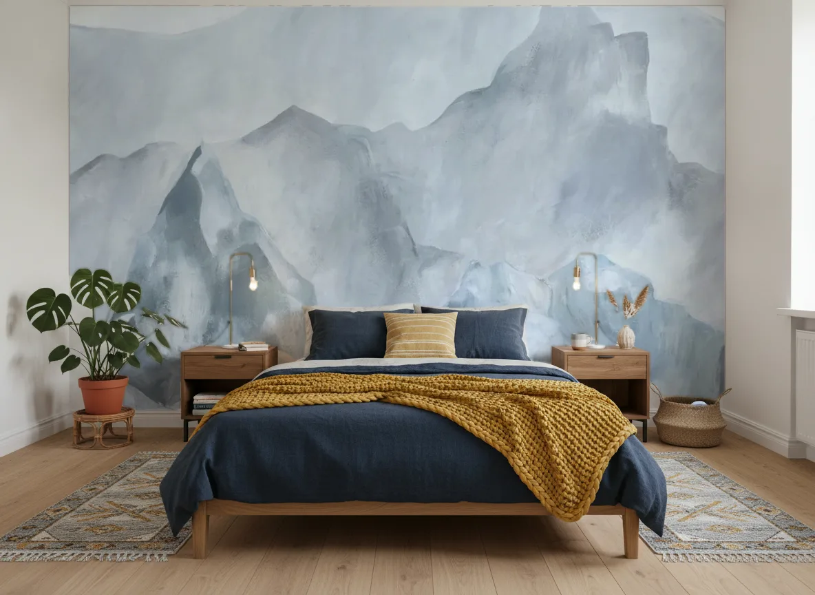 EVEREST Panoramas — Sypialnia z granatową pościelą