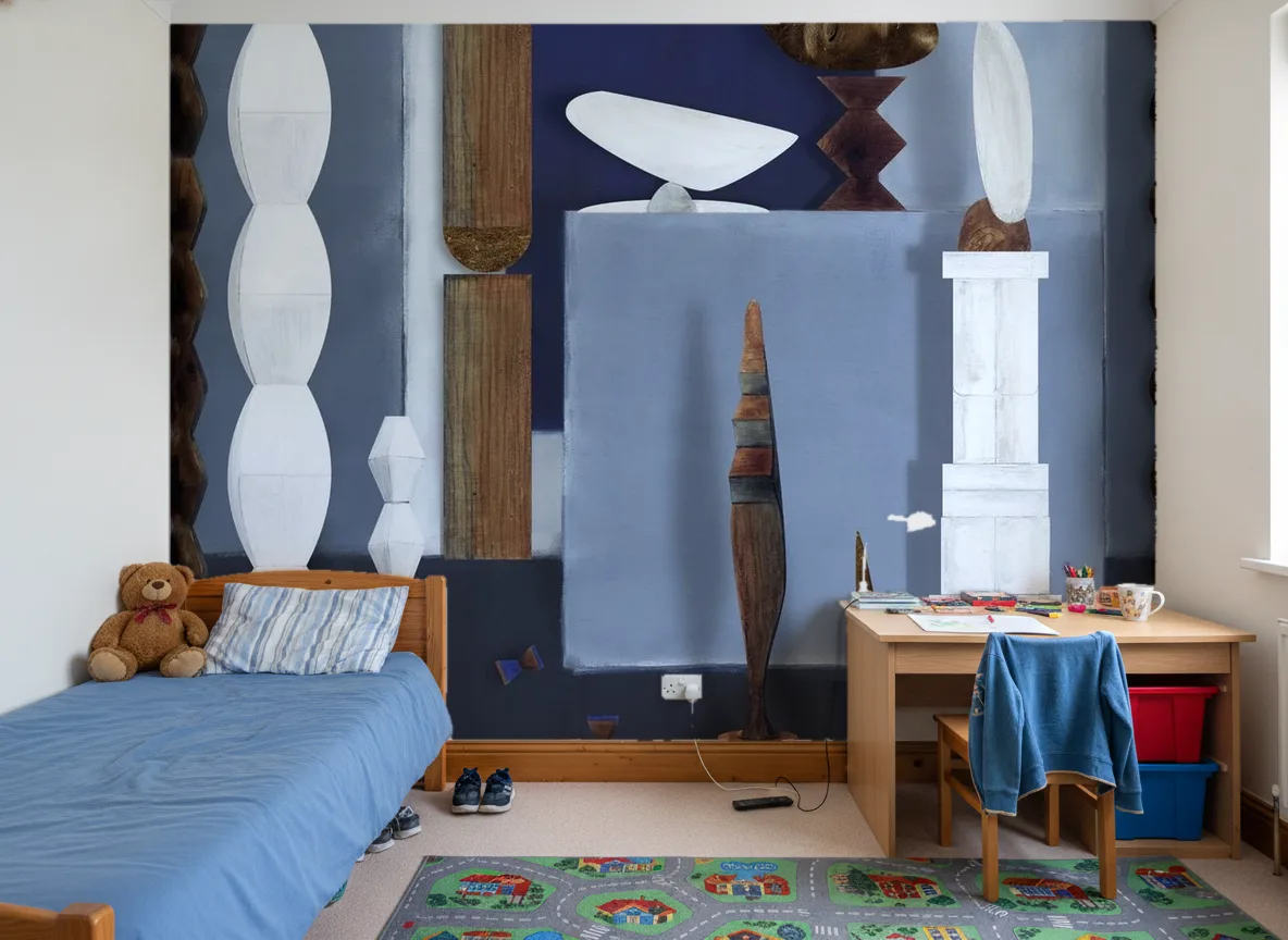 L'atelier De Brancusi — Pokój dziecka — ściana za łóżkiem i biurkiem