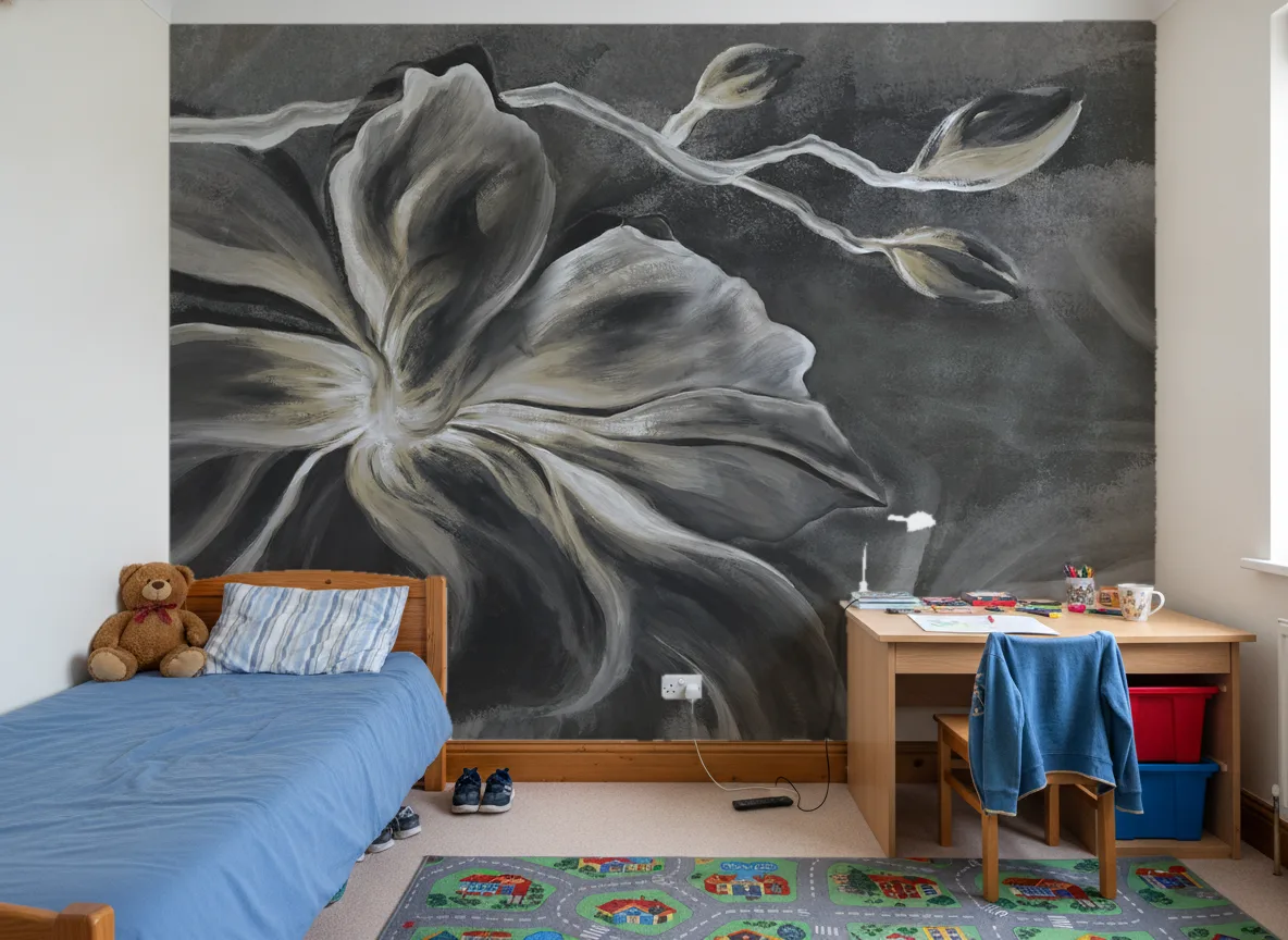 Flower Eye — Pokój dziecka — ściana za łóżkiem i biurkiem