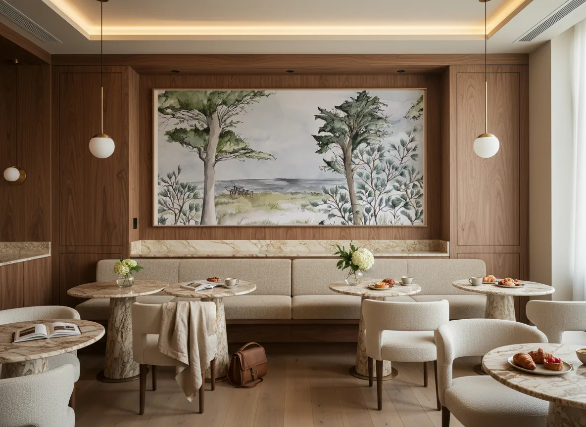 Pornic — Restauracja hotelowa — pole nad ławą