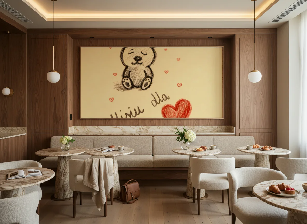 Miś z serduszkami — Restauracja hotelowa — pole nad ławą