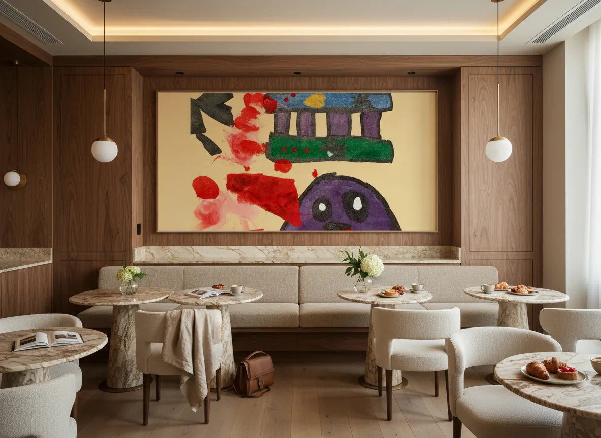 Pociąg — Restauracja hotelowa — pole nad ławą