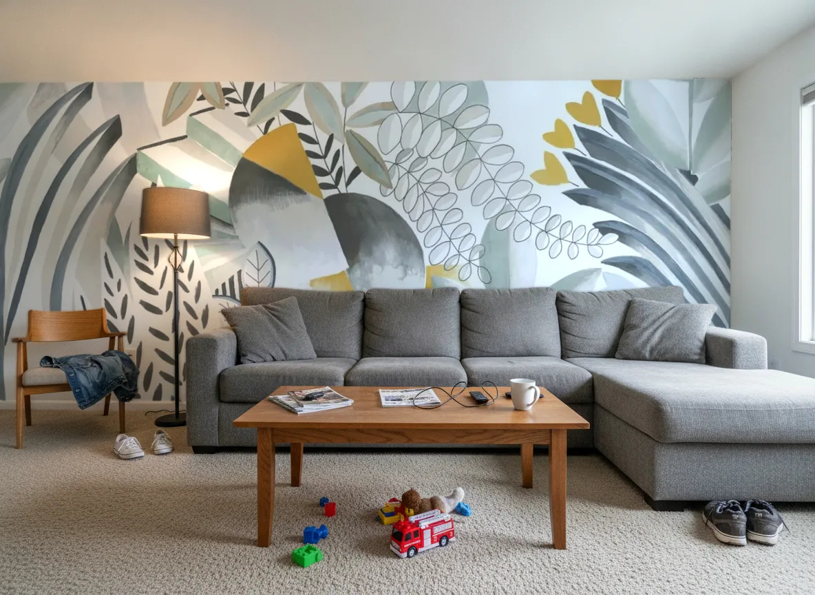 ARTEMIS Panoramas — Salon w domu — ściana za sofą