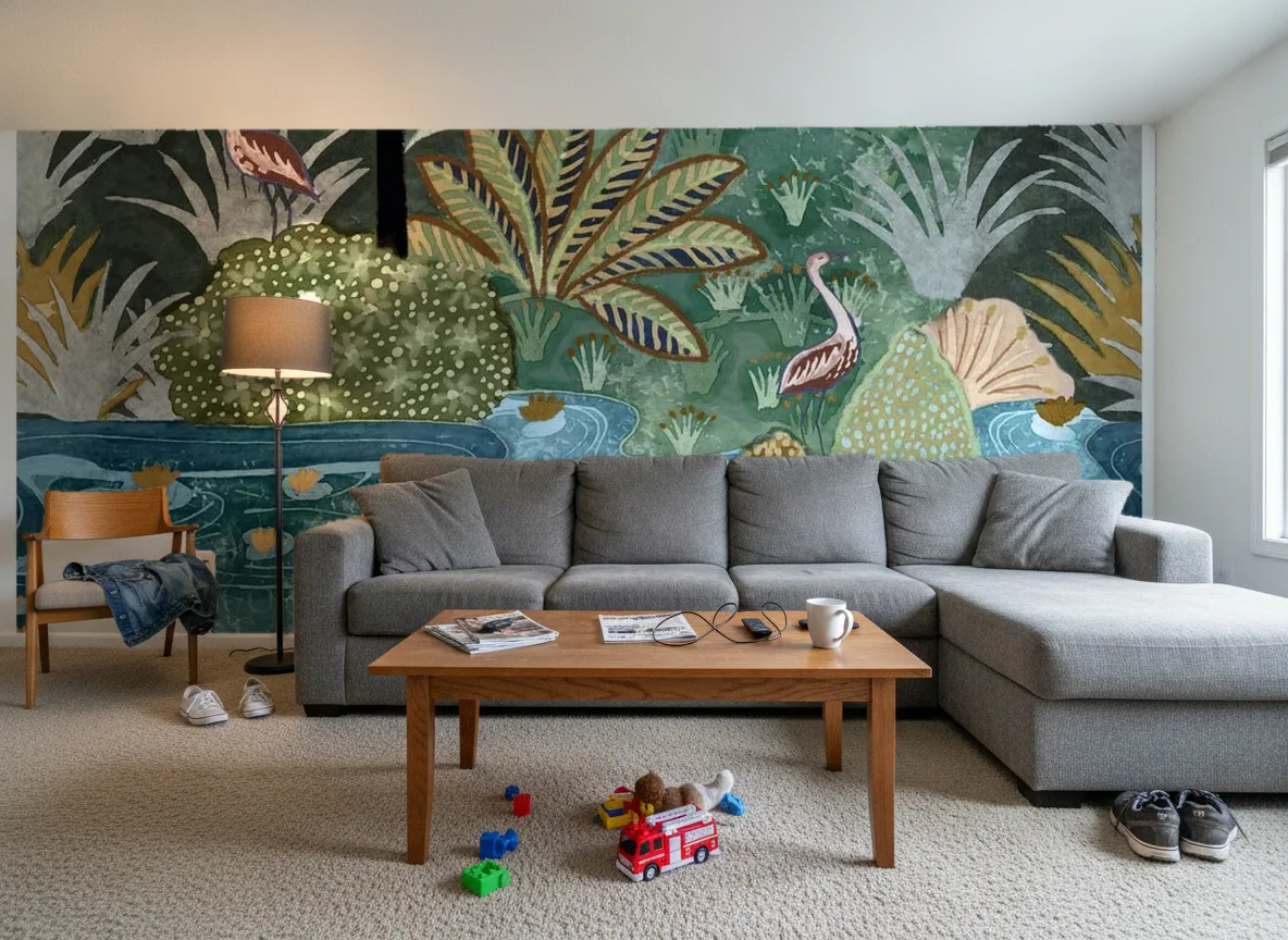 Aruba — Salon w domu — ściana za sofą