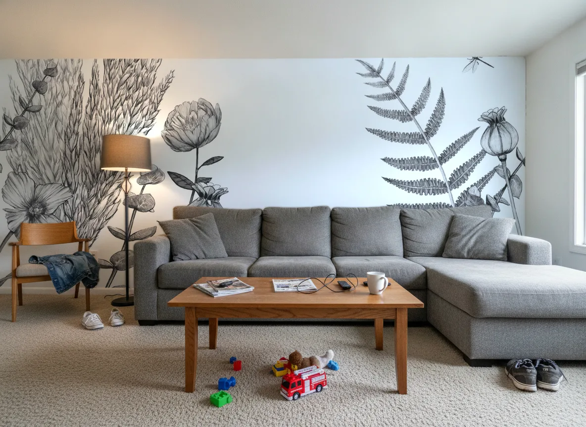 ELCOSION Panoramas — Salon w domu — ściana za sofą