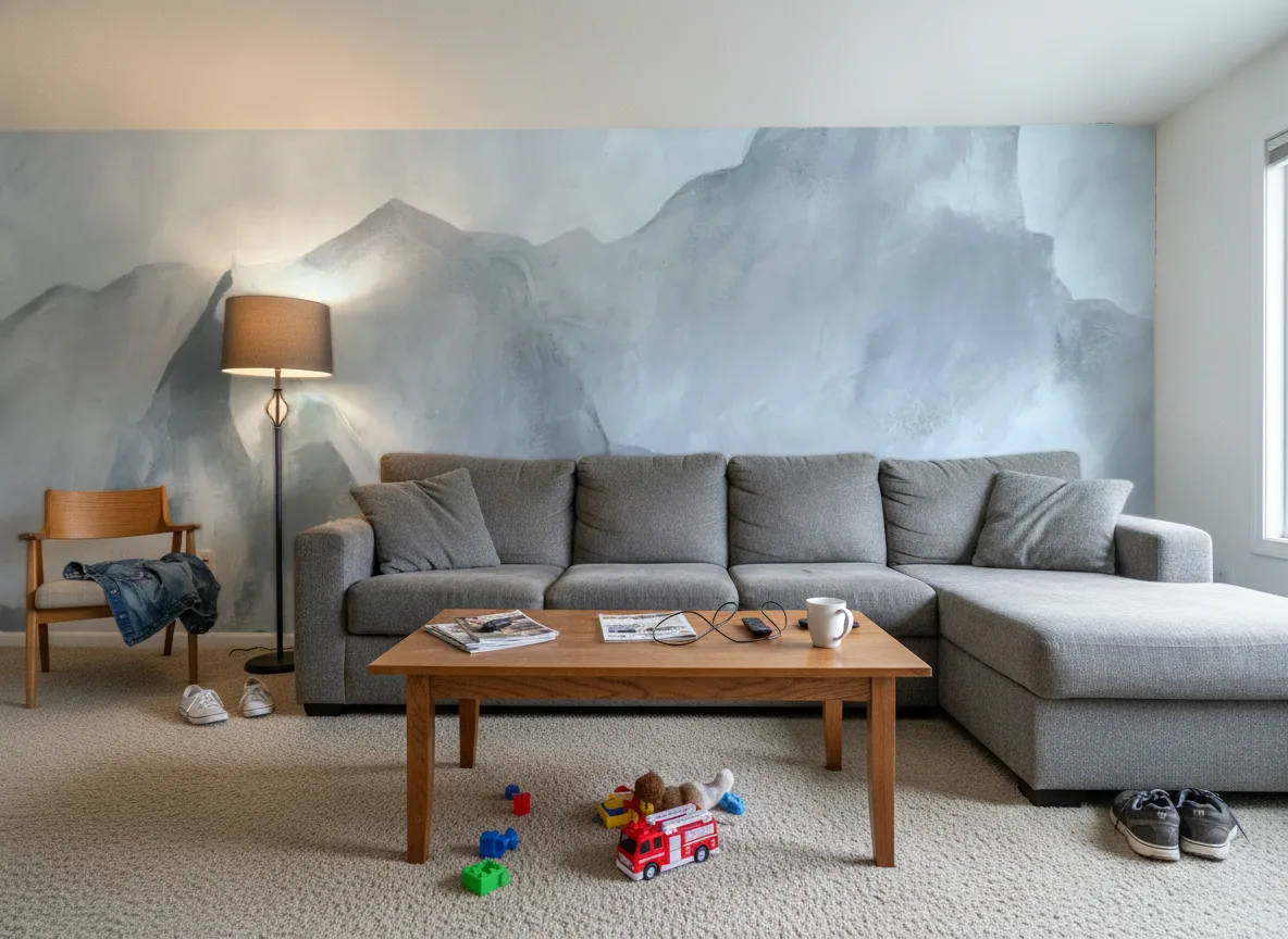 EVEREST Panoramas — Salon w domu — ściana za sofą