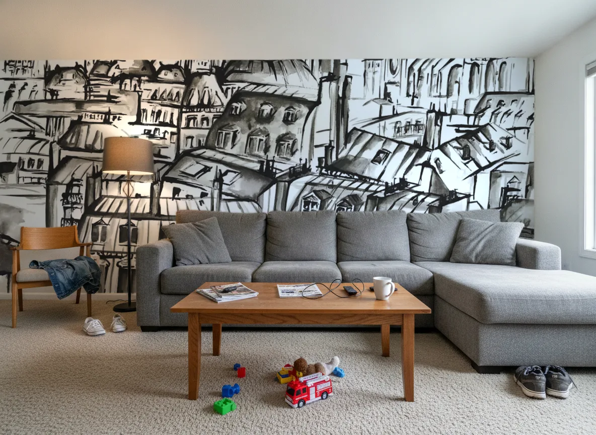 GRANDS BOULEVARDS Panoramas — Salon w domu — ściana za sofą