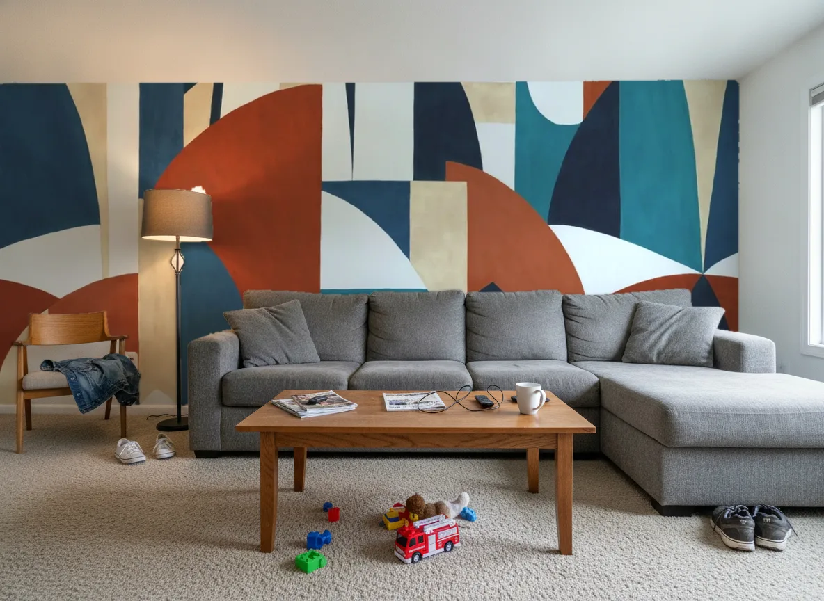 PABLO Panoramas — Salon w domu — ściana za sofą