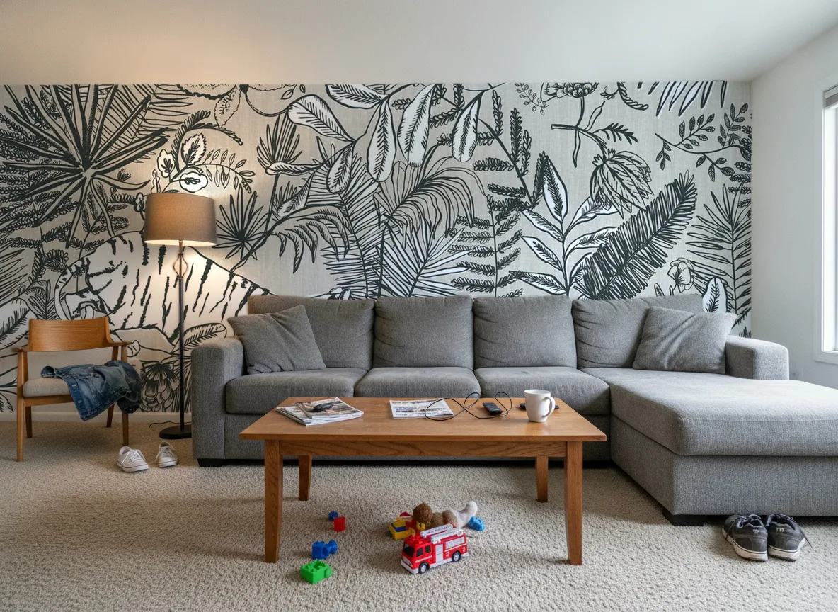 PASHU Panoramas — Salon w domu — ściana za sofą