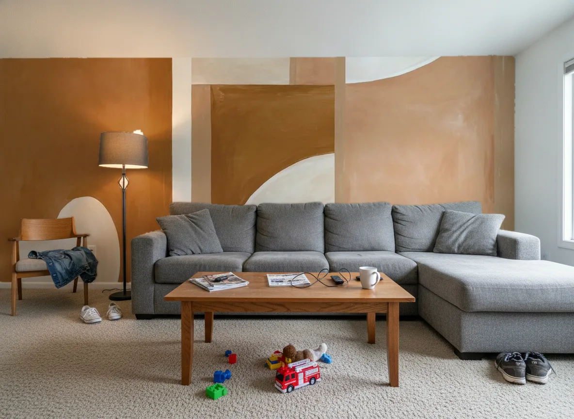 Pictura — Salon w domu — ściana za sofą