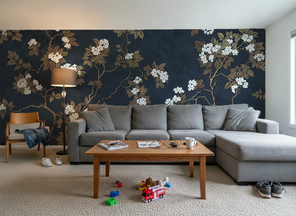 Tessaro — Salon w domu — ściana za sofą