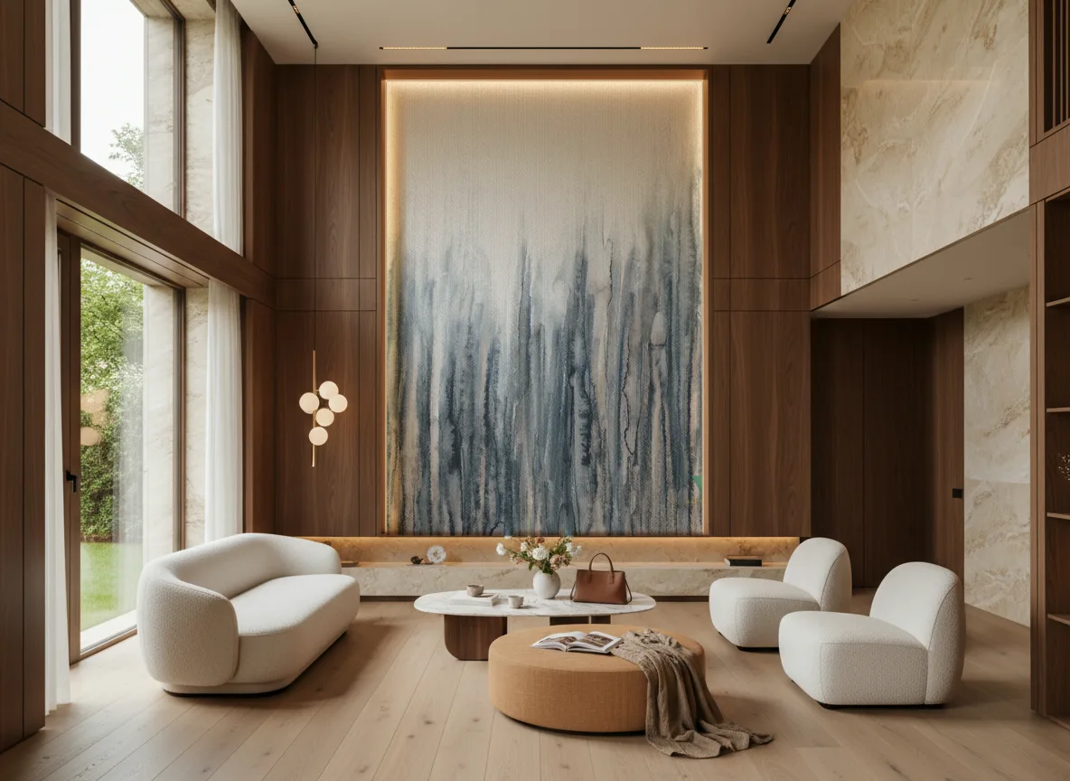 KEYSTONE Panoramas — Salon — wysoka ściana w ramie z drewna